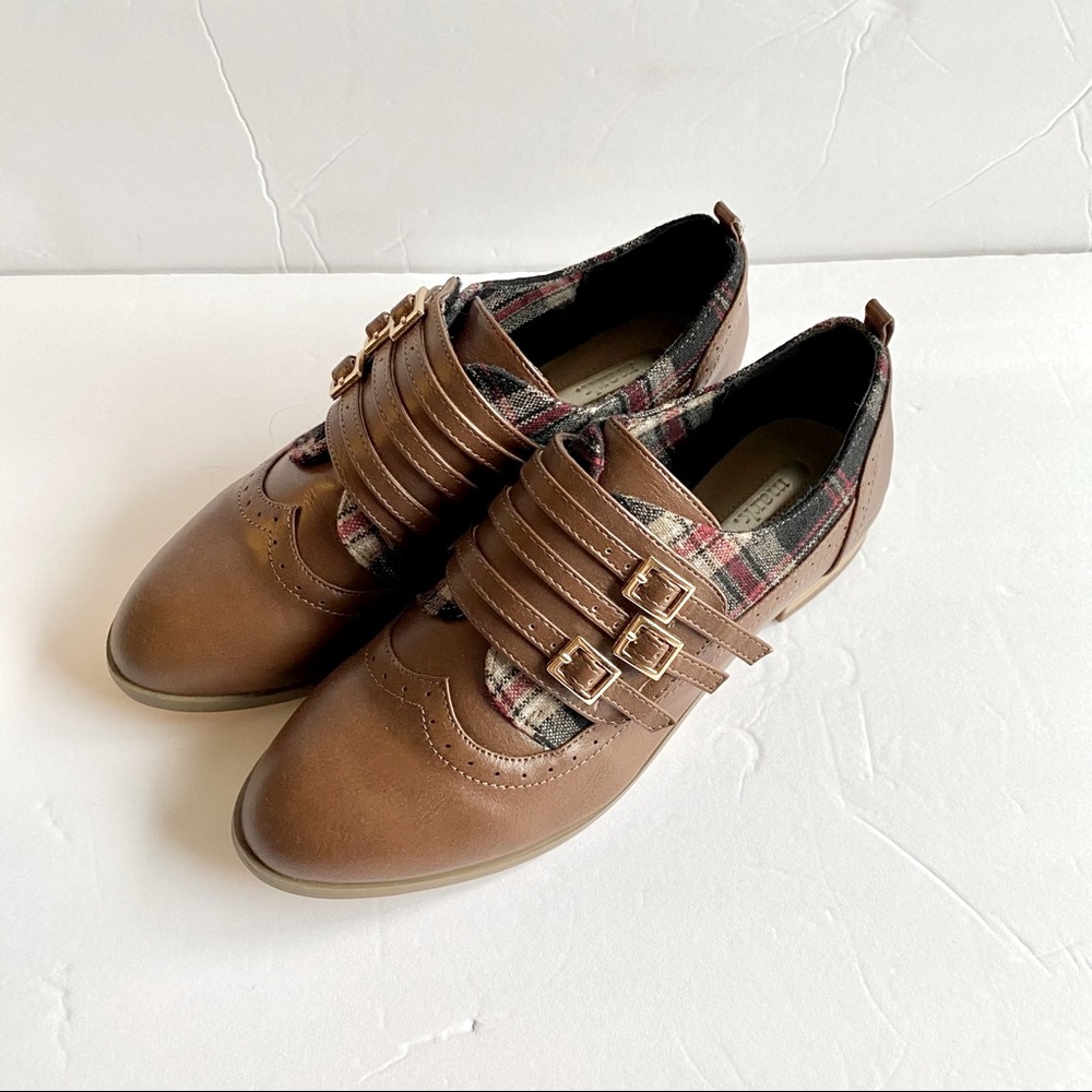 [EUC] Mark. Plaid Oxford Shoes Tan